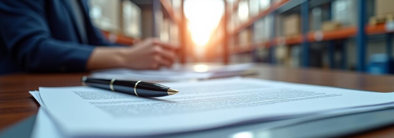 Modern logistics hub documentation and legal paperwork